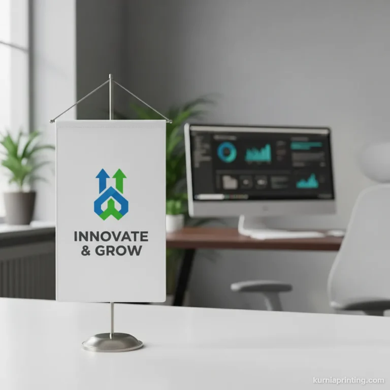 cetak banner mini untuk meja bekasi - kurnia printing