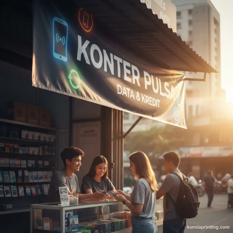 cetak spanduk konter pulsa bekasi - kurnia printing