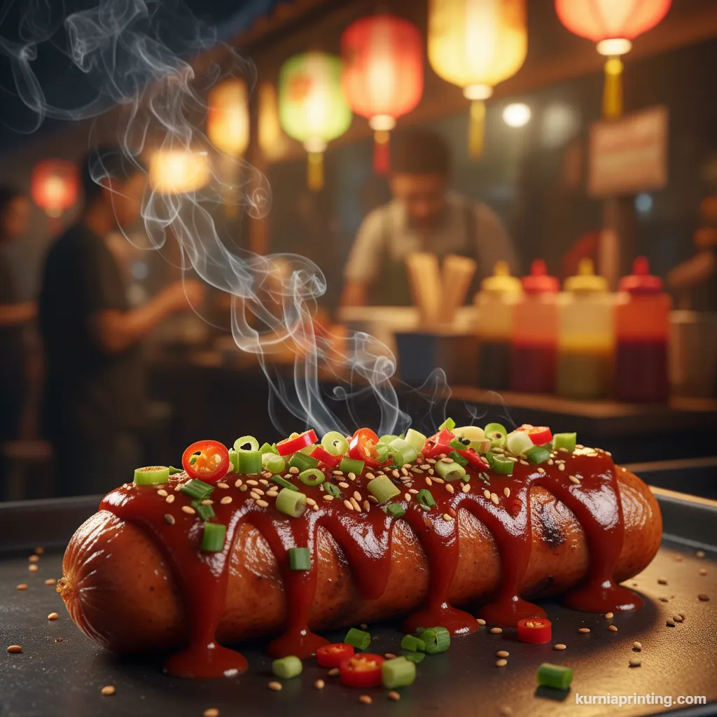 cetak spanduk sosis bakar bekasi - kurnia printing